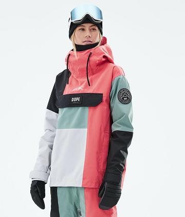 Dope Blizzard LE W Limited Edition Patchwork Snowboardkabát Női Piros Zöld | HUWY3443