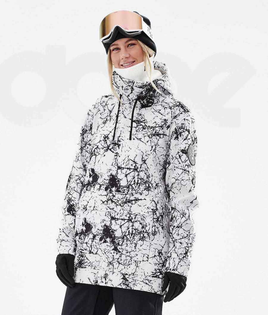 Dope Wylie W Capital Snowboardkabát Női Fehér Fekete | HUDN3511